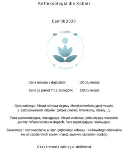 Refleksologia dla kobiet Kraków - Cennik